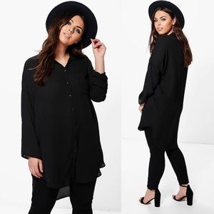Boohoo Plus Size Oversized Eva black Blouse NWT